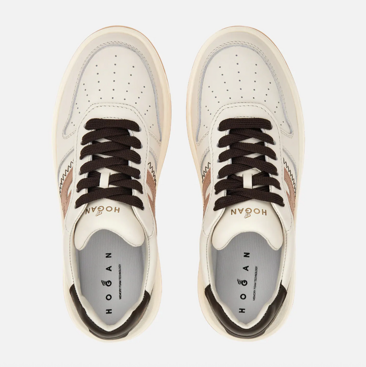 Hogan Sneaker H630 in Elfenbein Rosa Bordeaux