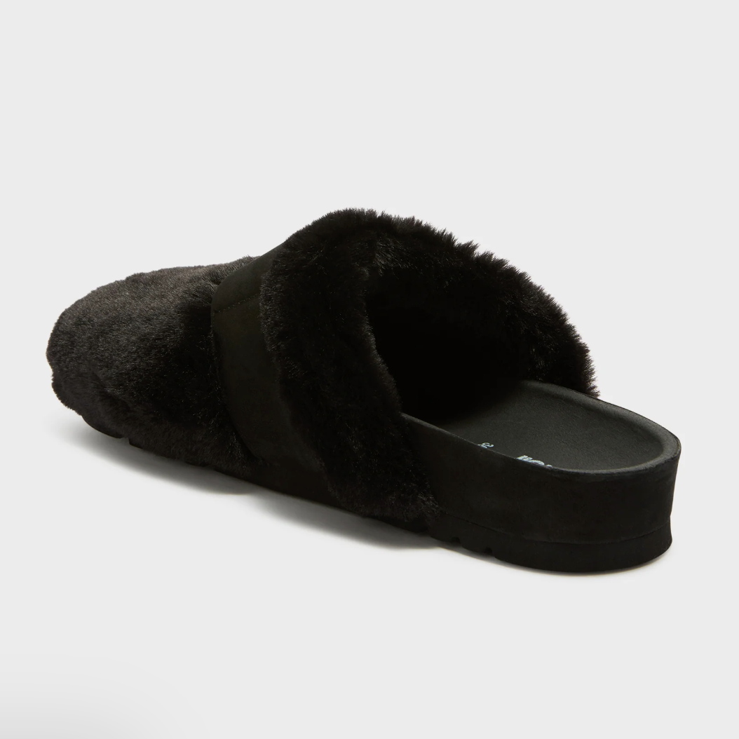 Scholl Fell-Mules in Schwarz