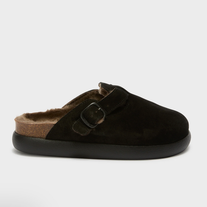 Scholl Suede-Mules in Schwarz