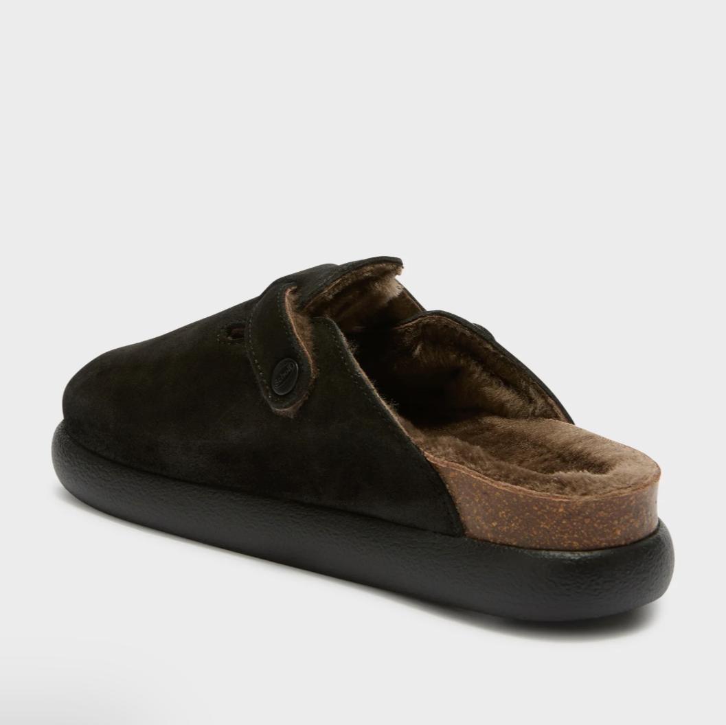 Scholl Suede-Mules in Schwarz