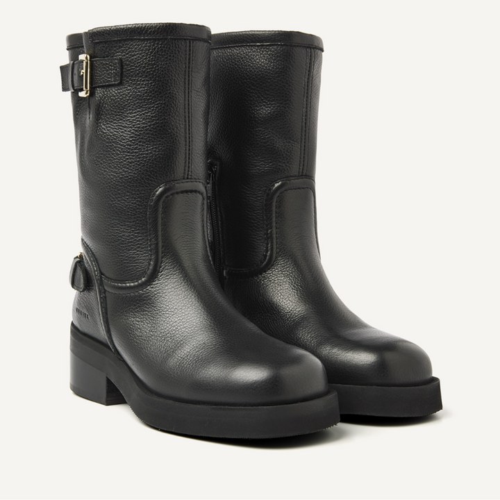 Nubikk Halbhoher Biker-Stiefel in Schwarz